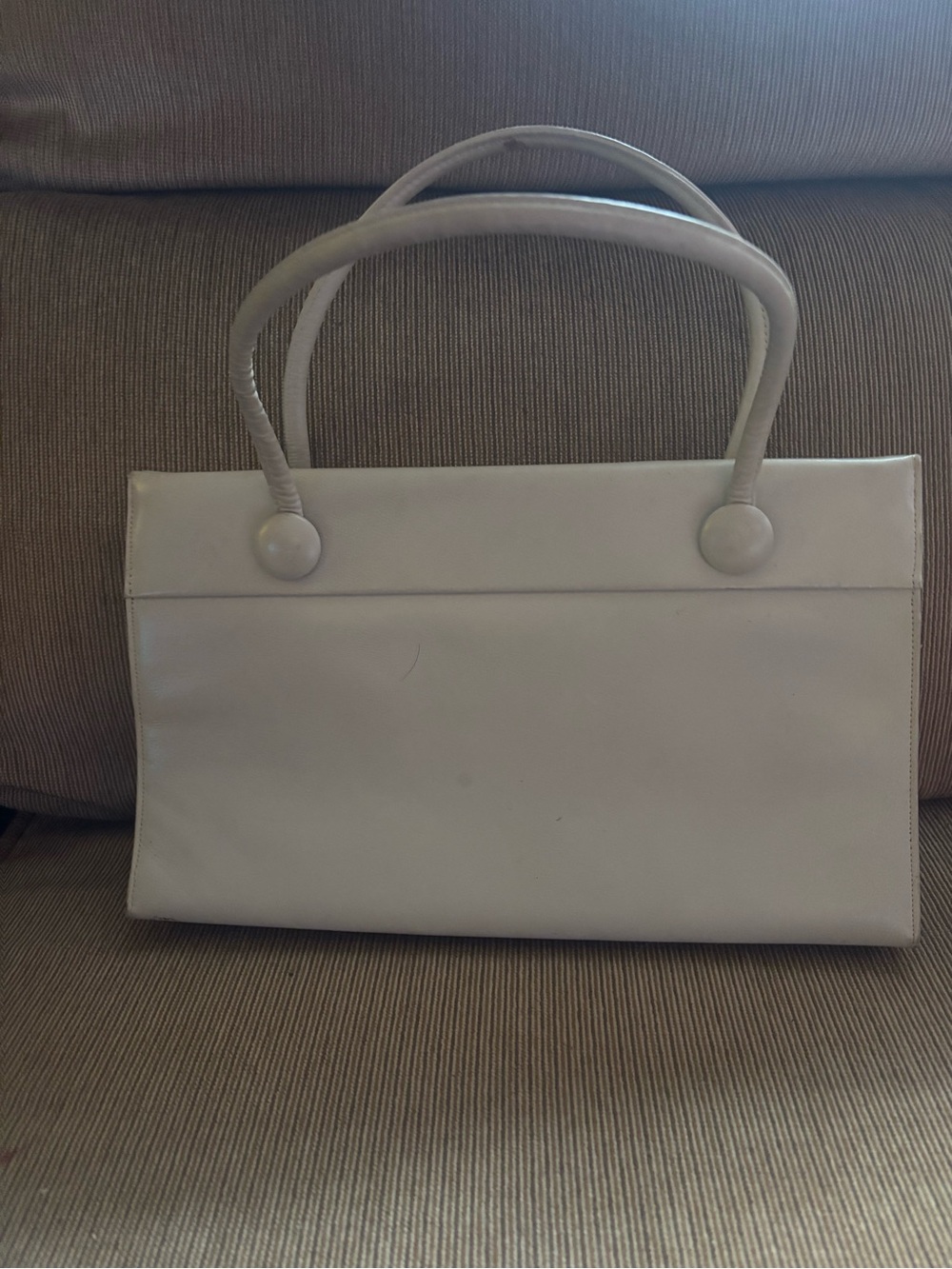 Minimalist Cream Shoulder Bag with Double Handles vintage